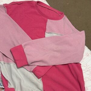 SHEIN Pink and Gray Colorblock Sweater